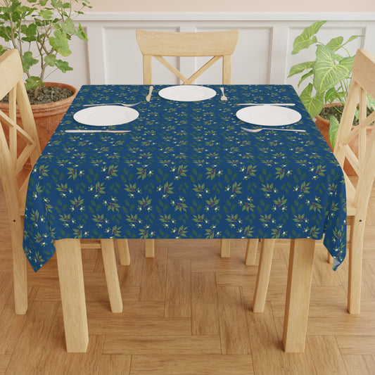 Tablecloth - Mistletoe, Berries and Sprigs, Blue