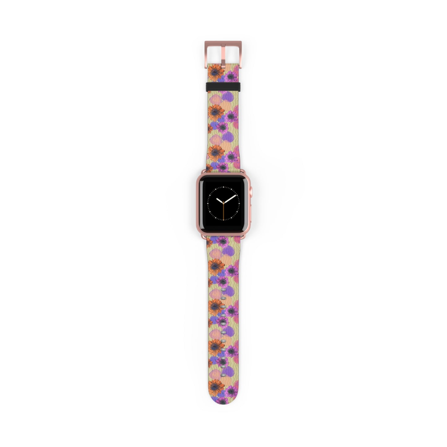 Floral Watercolor Apple Watch Band — Purple & Orange Zinnia Print