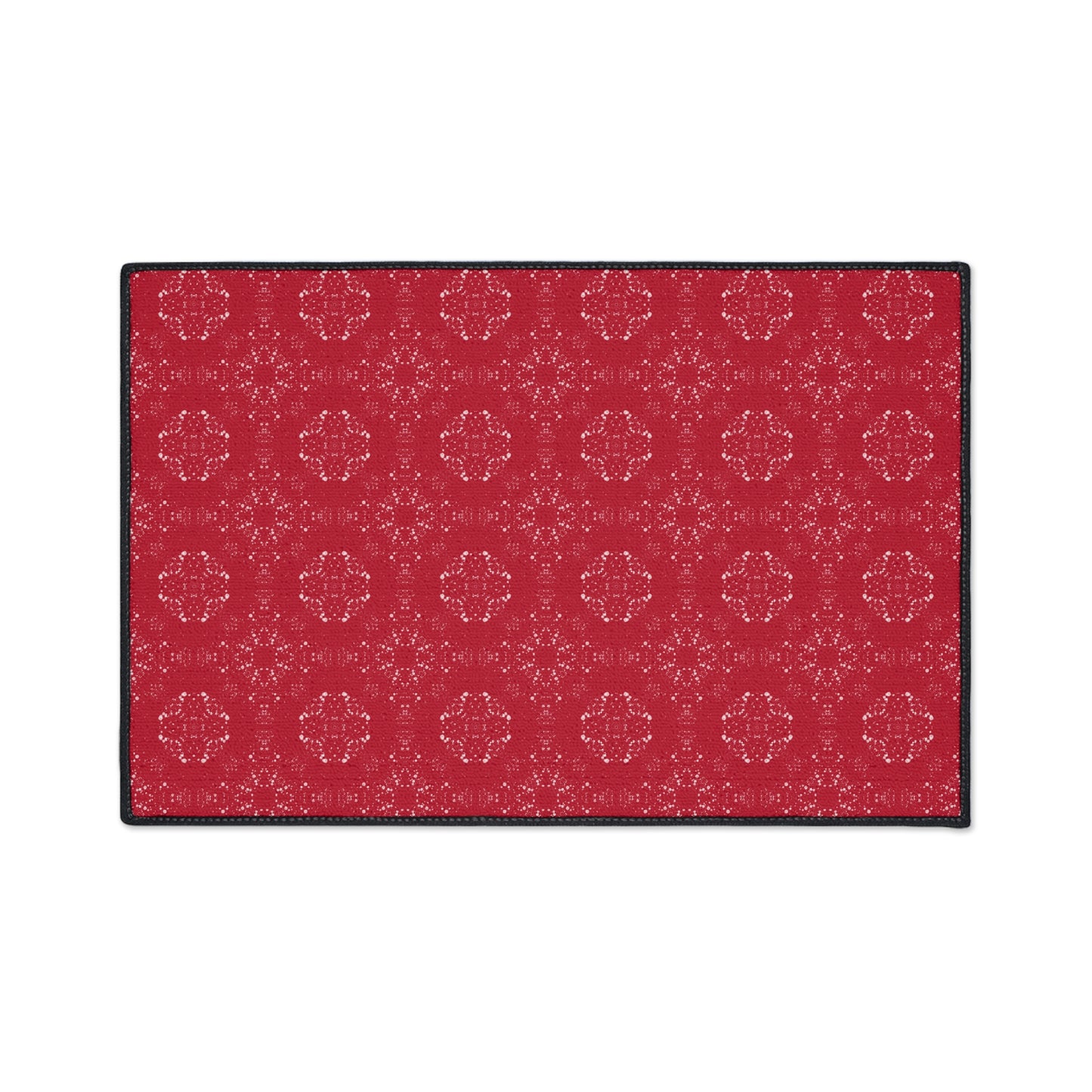 Durable elegant Floor Mat for Home Decor, Kitchen Rug, Featuring Batik Scatter© in Red. Non-Slip Entryway Mat, Beautiful Patterned Mats, Gift for Housewarming