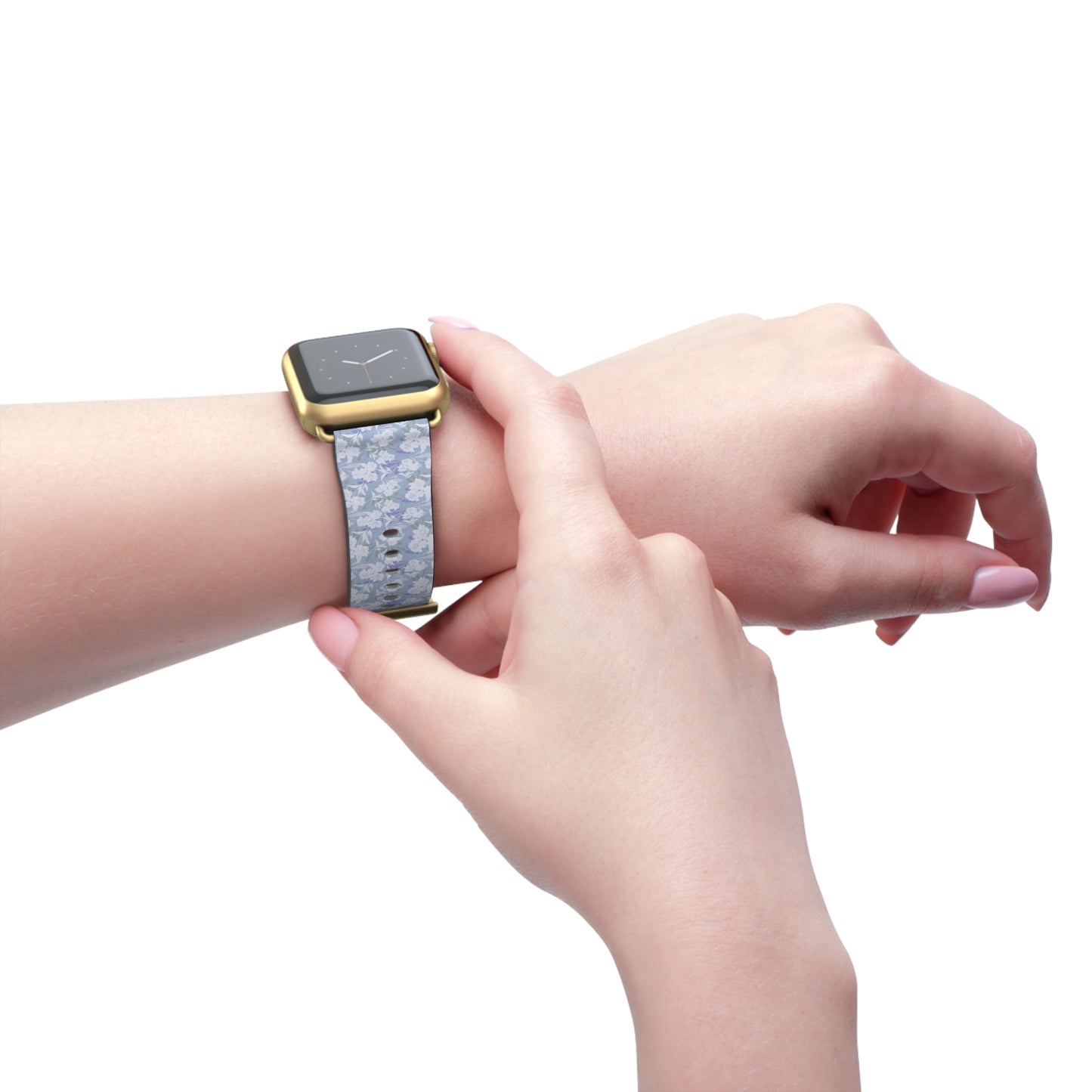 Pastel Periwinkle Floral Watch Band — Lightweight Garden Pattern Strap for Apple Watch