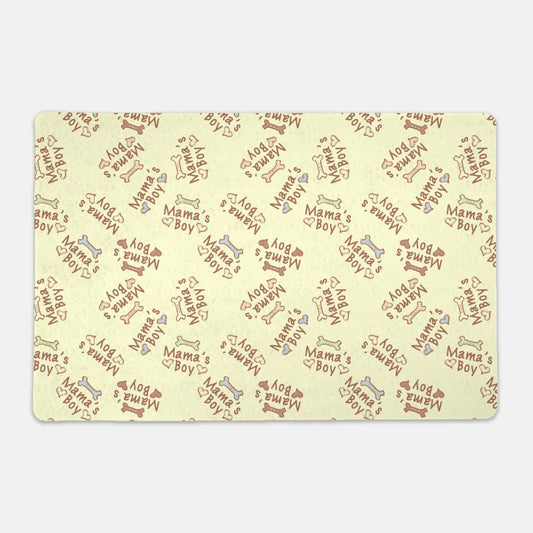 Mama's Boy Bones and Hearts© Soft Yellow Pet Mat - Rectangle