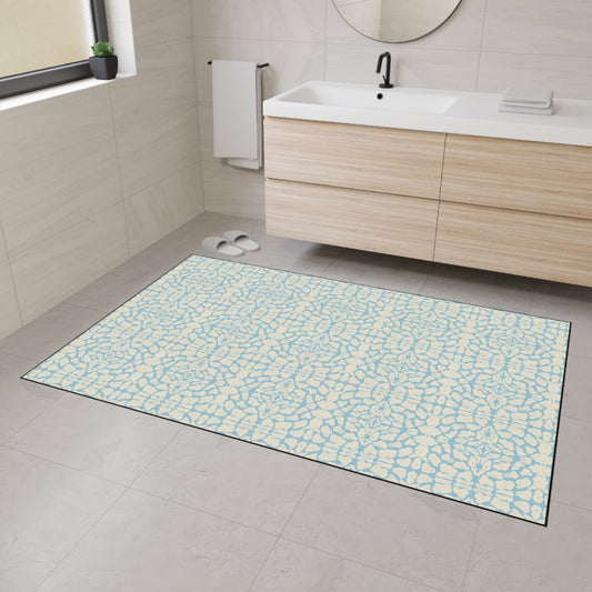 Stylish Heavy Duty Floor Mat - Coastal Blue, Animal Like Print, Durable Entryway Rug, Kitchen Mat, Non-Slip Floor Covering, Washable Carpet