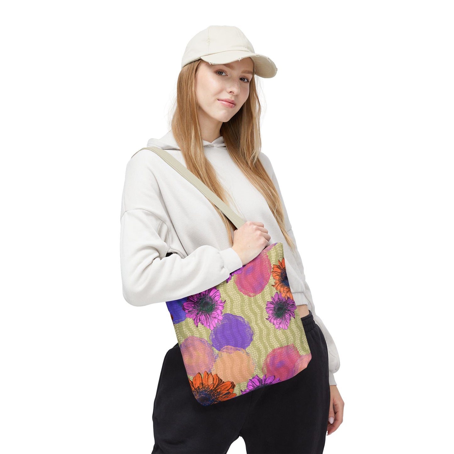 Floral Watercolor Tote Bag — Colorful Sunflower & Paint-Blob All-Over Print