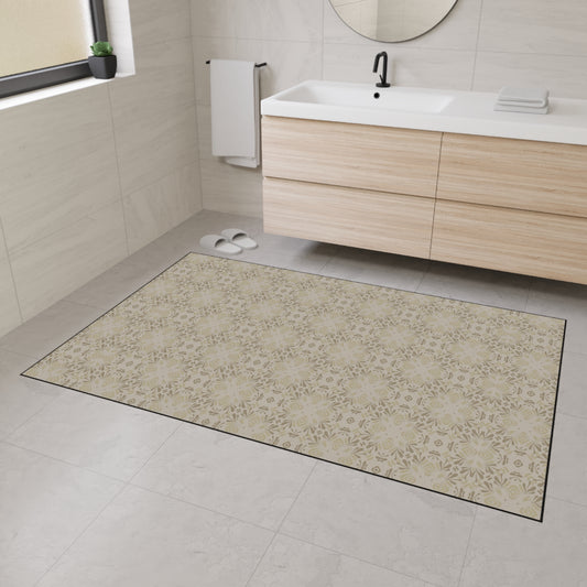 Elegant Heavy Duty Floor Mat Frond Splash Mini© Taupe, for Home, Kitchen, Office, Rustic Decor, Stylish Entrance Rug, Pet-Friendly Mat