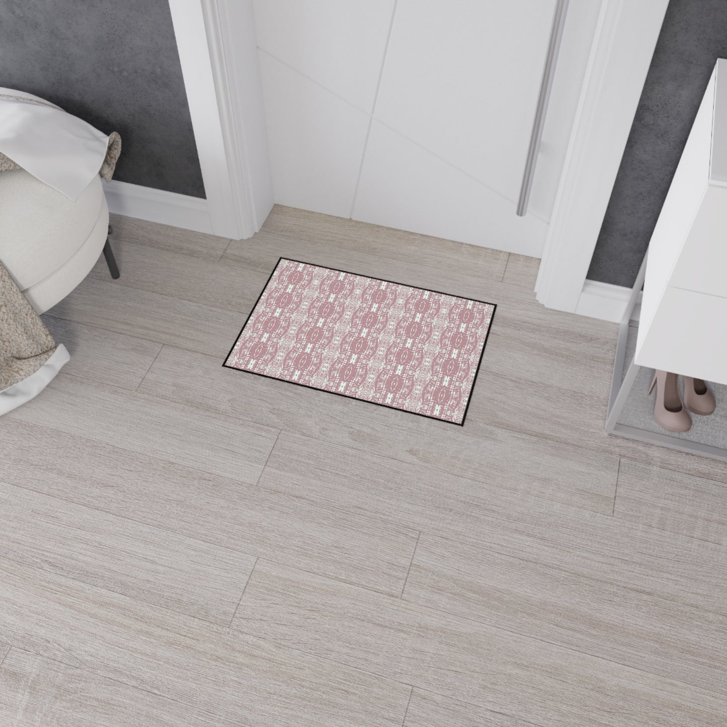 Stylish Heavy Duty Floor Mat, Half Bambo© Dusty Rose, Non-slip Entrance Rug, Boho Home Decor, Kitchen Mat, Indoor/Outdoor Mat,