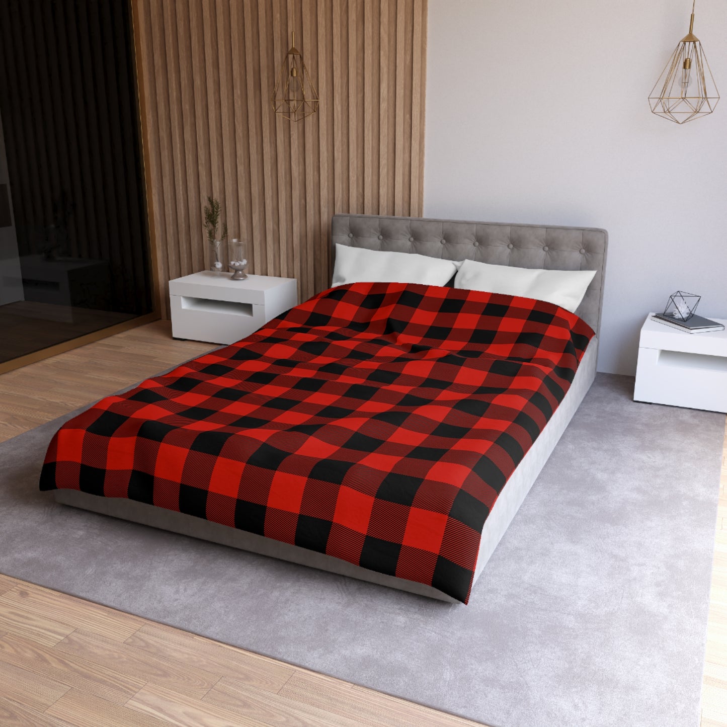 Microfiber Duvet Cover - Buffalo Plaid, Red
