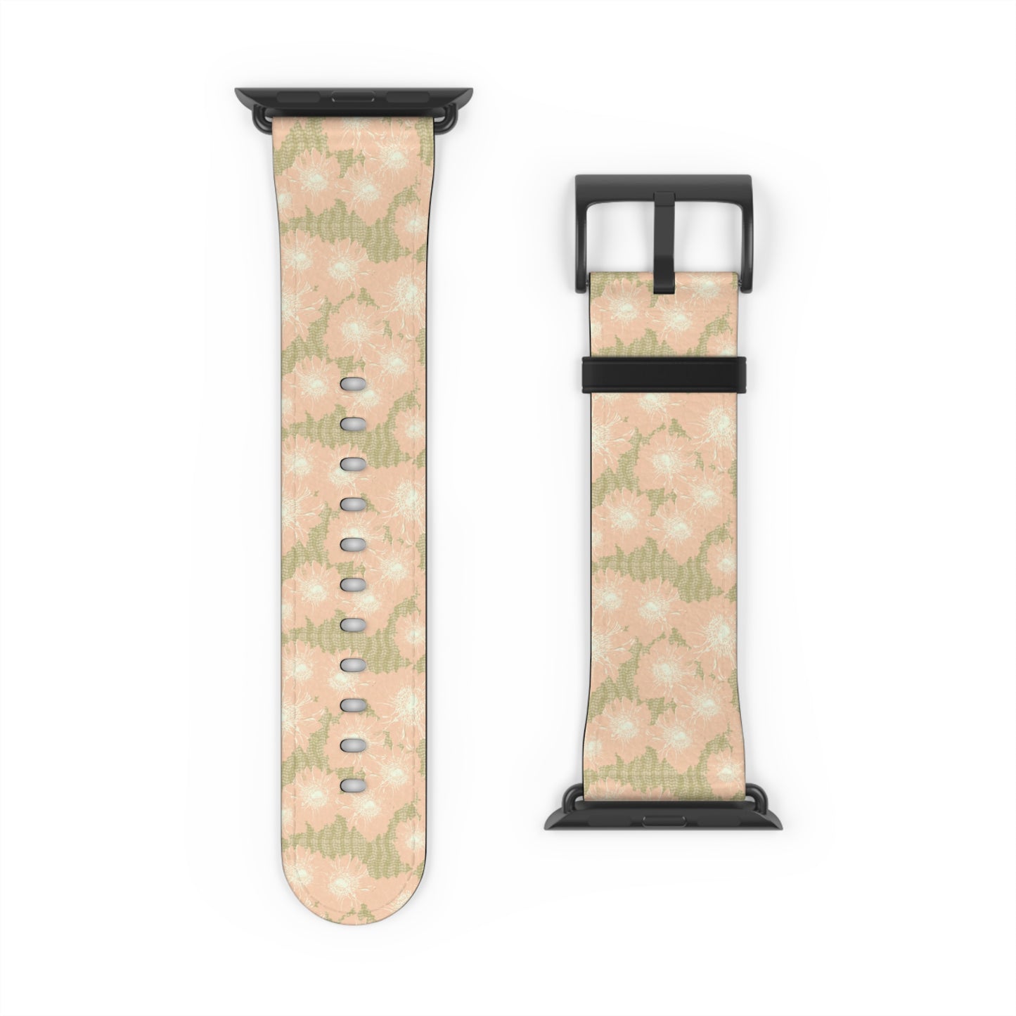 Blush & Sage Floral Apple Watch Band – Soft Peach Watercolor Pattern