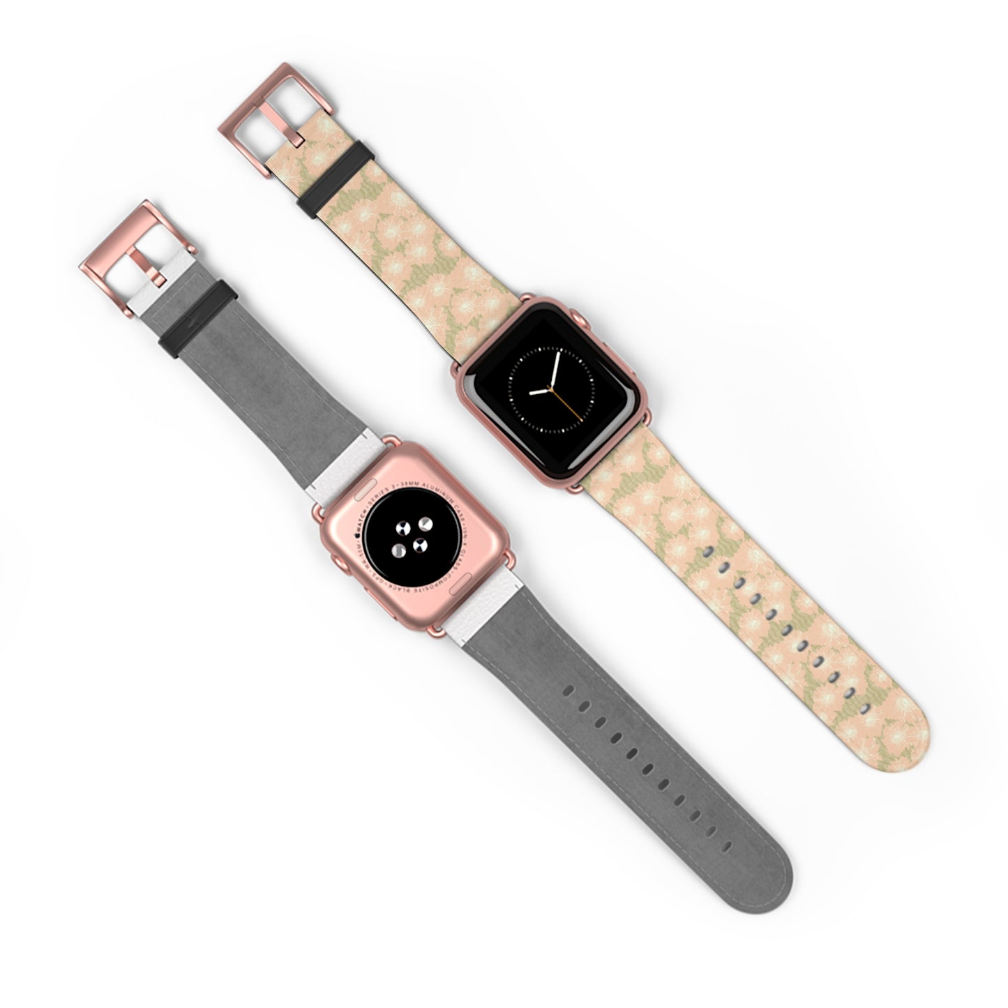 Blush & Sage Floral Apple Watch Band – Soft Peach Watercolor Pattern