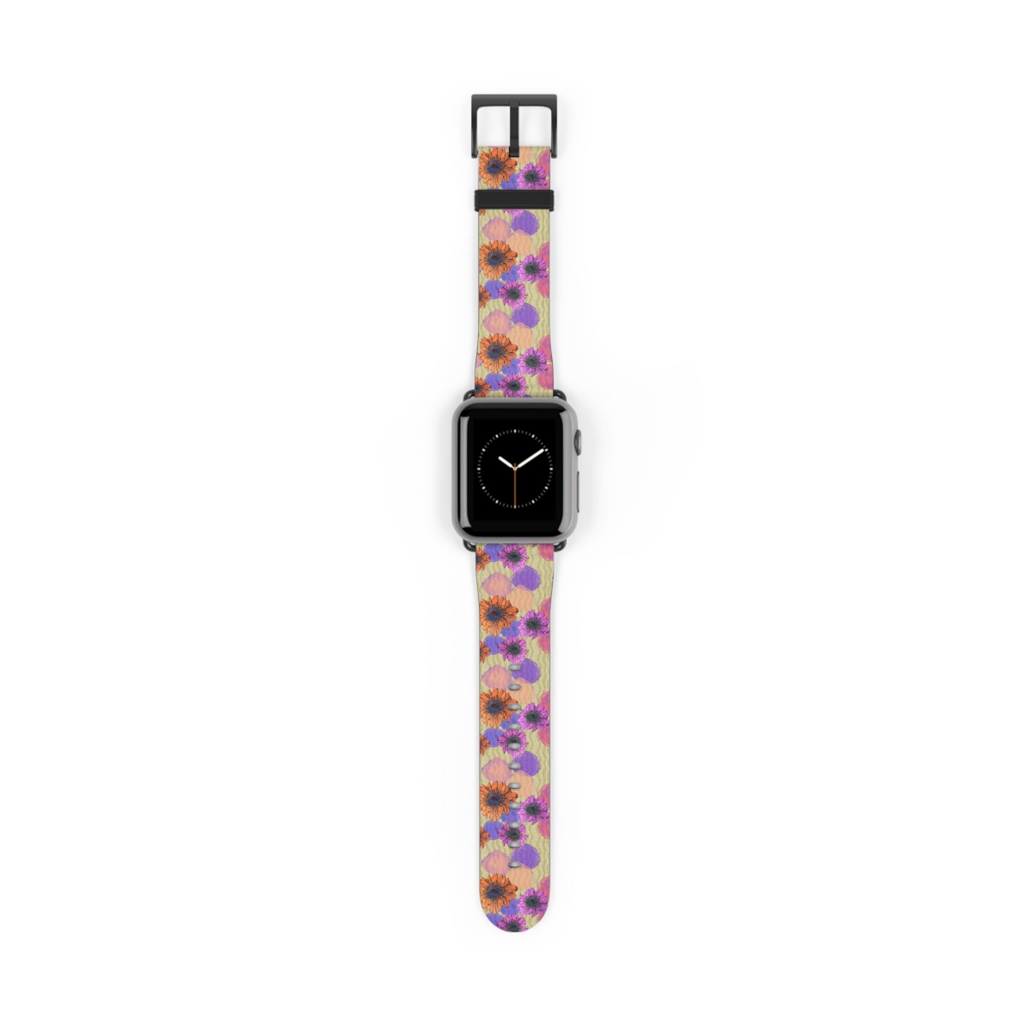 Floral Watercolor Apple Watch Band — Purple & Orange Zinnia Print