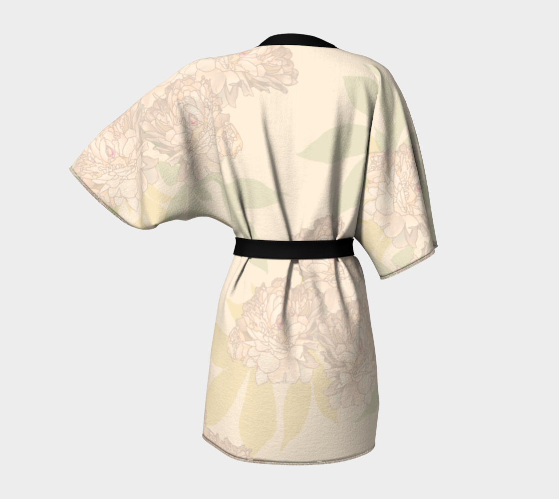 Silk Kimono Featuring Rachel's Peonies© Soft Blush