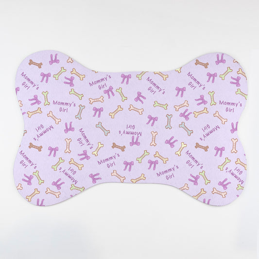 Mommy's Girl Bones and Bows© Lavender Pet Mat – Bone Shape