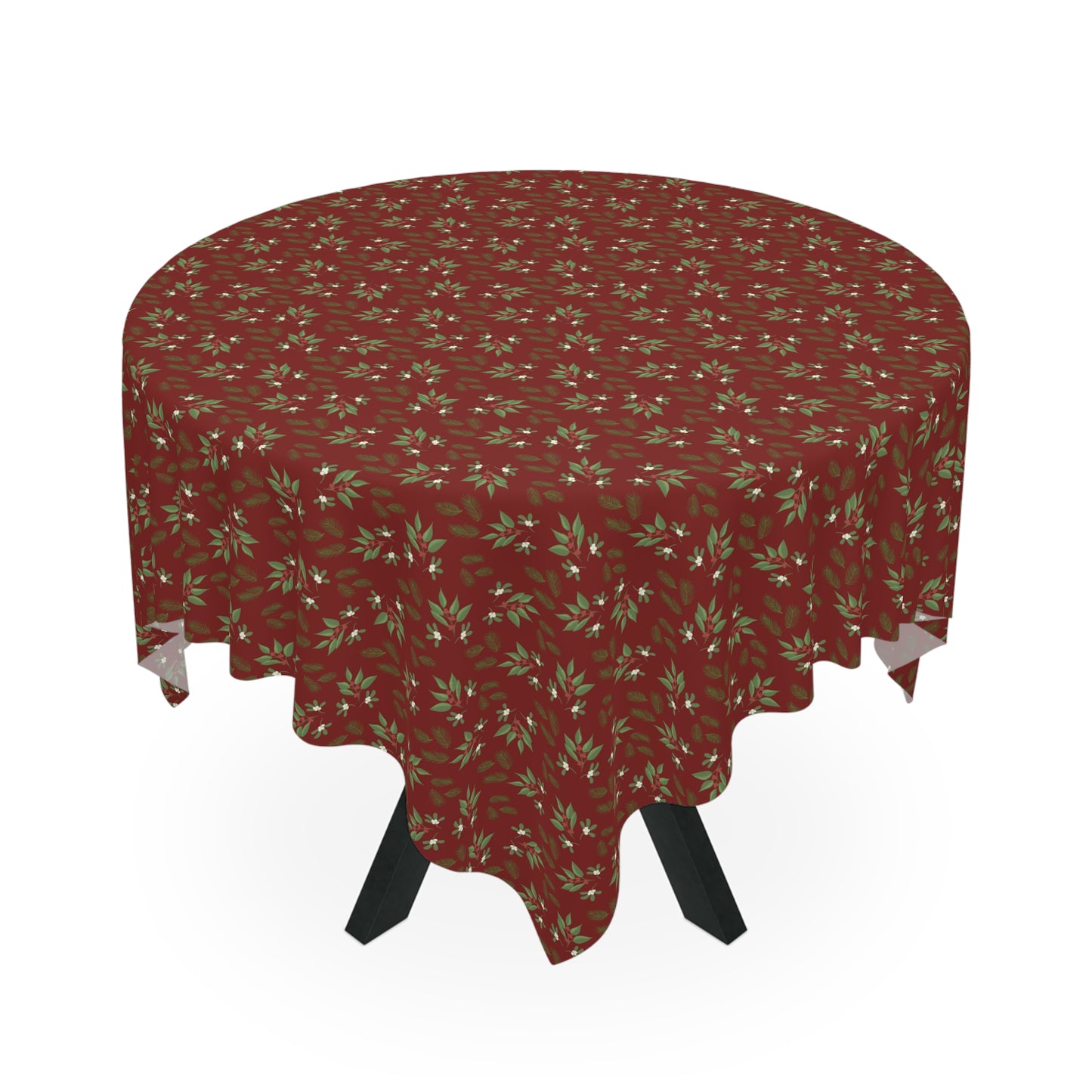 Tablecloth - Mistletoe, Berries and Sprigs, Cranberry