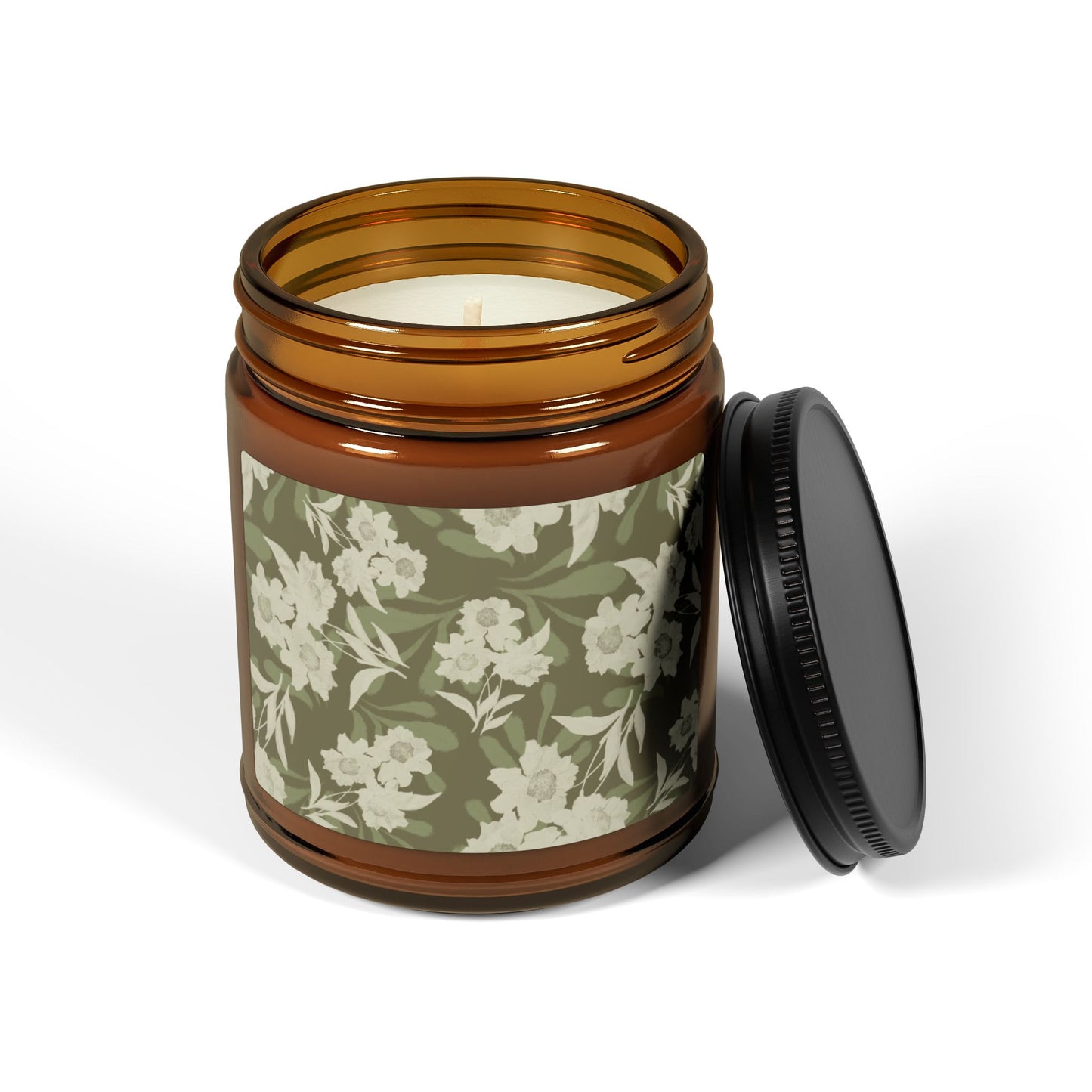 Floral Scented Candle, Featuring Elaine© in Olive, Relaxing Autumn Home Decor, Gift for Her, Aromatherapy Jar, Eco-Friendly Candle, Birthday Gift, Relaxation