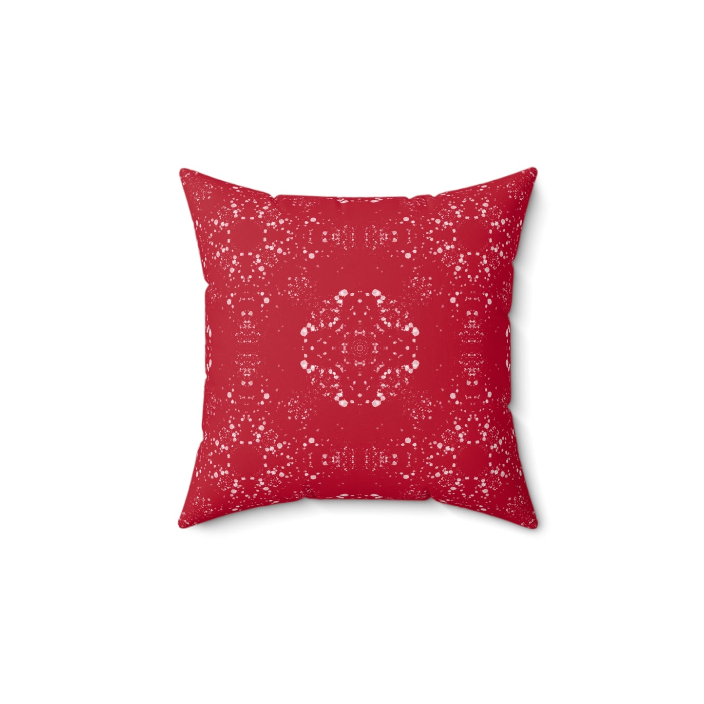 Spun Polyester Square Pillow - Batik Scatter, Dark Red