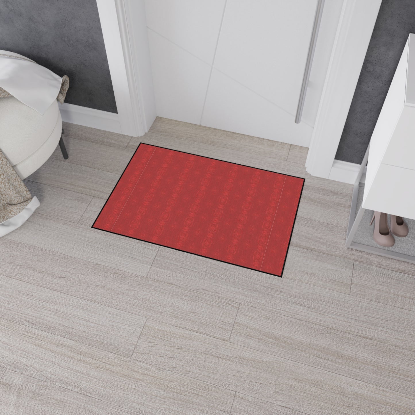 Heavy Duty Floor Mat - Half Bamboo© Deep Red, Durable Entryway Rug, Non-Slip Kitchen Mat, Outdoor Patio Mat, Waterproof Floor Protector