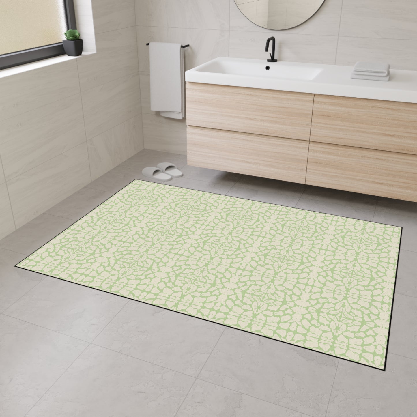 Stylish Heavy Duty Floor Mat, Lime Cream Animal Look Print, Non-Slip Area Rug, Indoor/Outdoor Decor, Home Entrance Mat