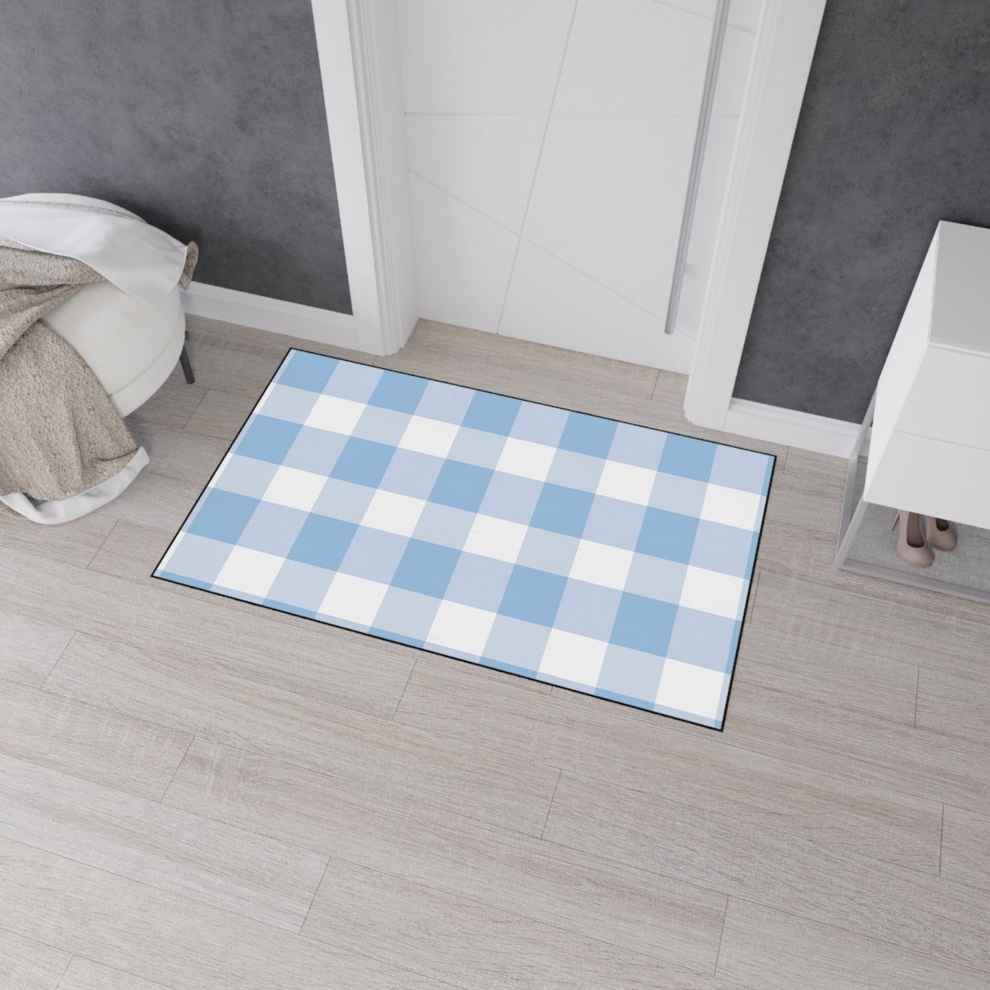 Vintage Gingham Heavy Duty Floor Mat | Durable Entryway Rug, Farmhouse Kitchen Mat, Indoor/Outdoor Mat, Home Decor, Easy to Clean