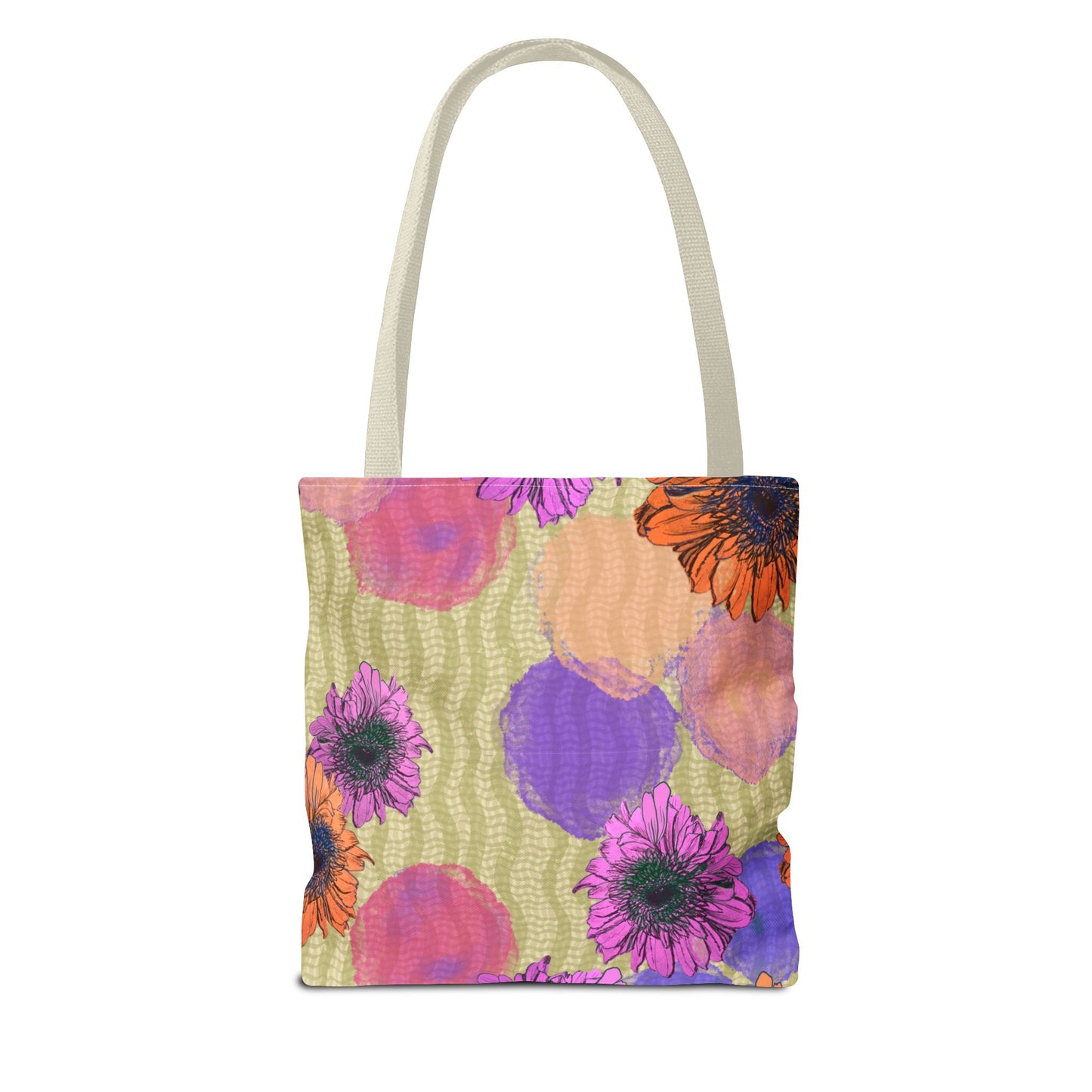 Floral Watercolor Tote Bag — Colorful Sunflower & Paint-Blob All-Over Print