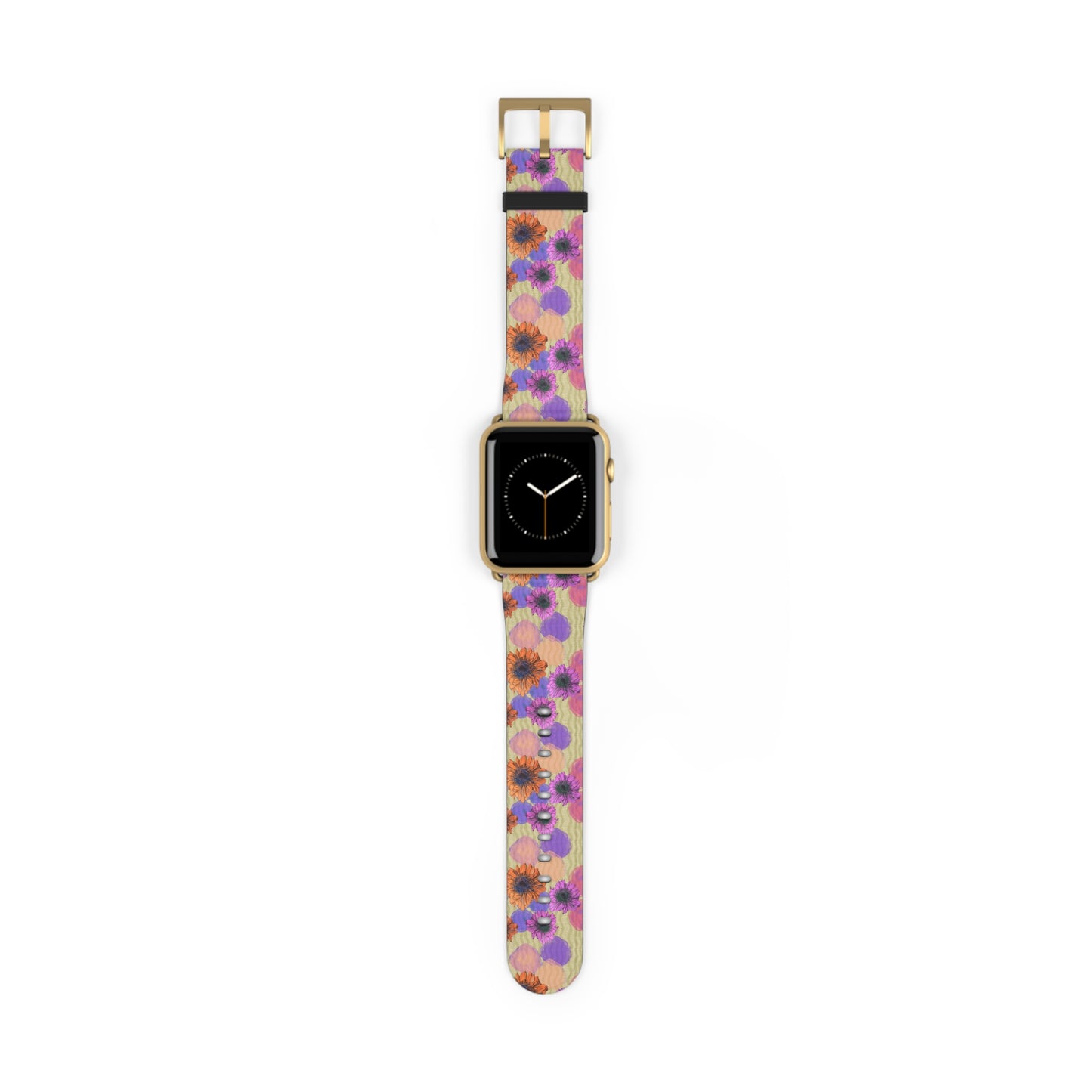 Floral Watercolor Apple Watch Band — Purple & Orange Zinnia Print