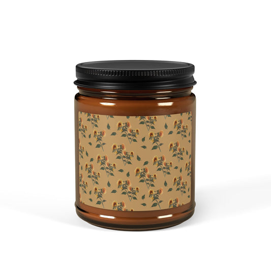 Aromatherapy Soy Candle, Sunflower Debut© Tan, Eco-Friendly Scented Candle, Relaxation Gift, Home Decor Candle, Natural Soy Wax Jar