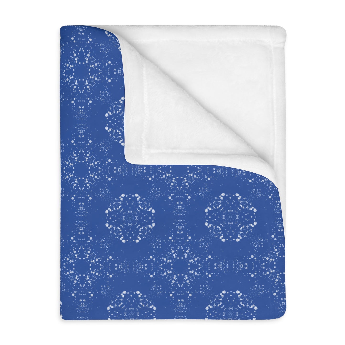 Velveteen Microfiber Blanket (Two-sided print) - Batik Scatter, Dark Blue