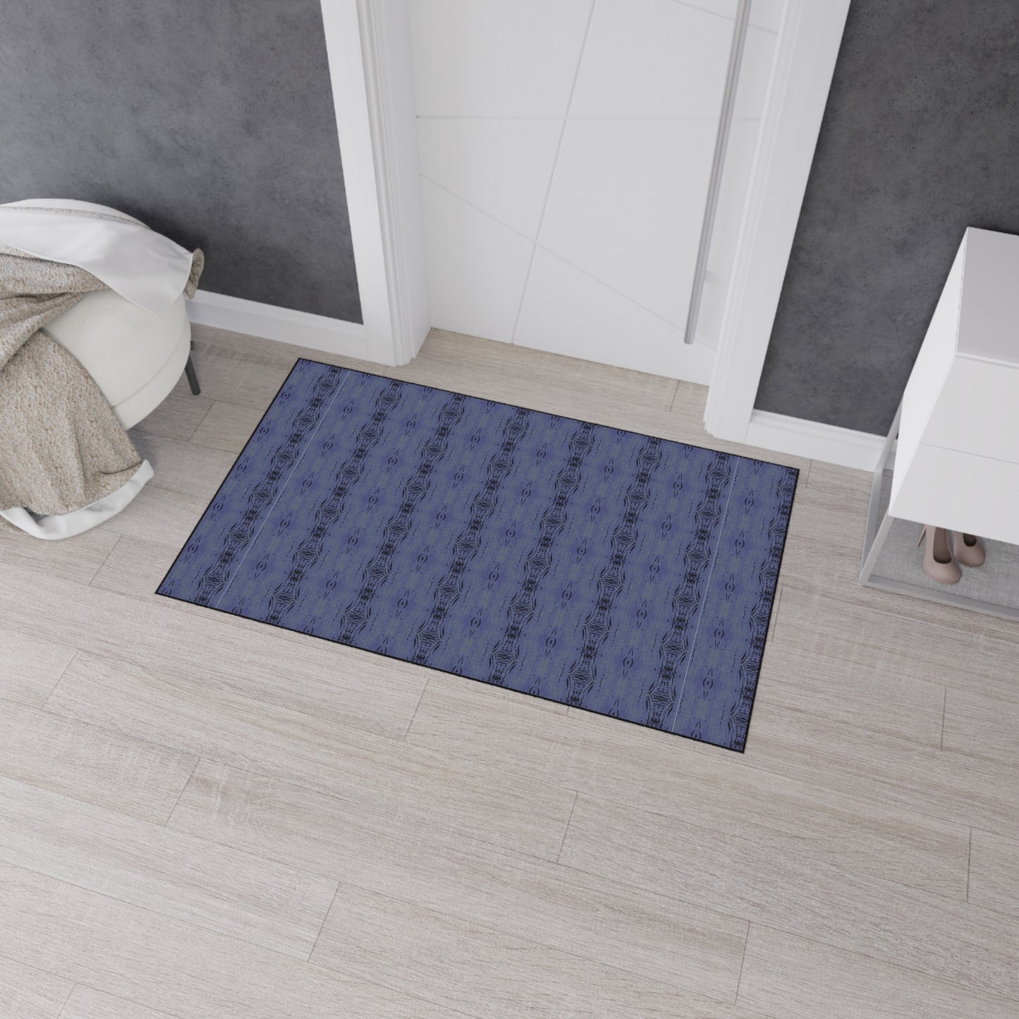 Stylish Heavy Duty Floor Mat for Home, Half Bamboo© Deep Blue, Durable Entrance Rug, Modern Indoor Mat, Kitchen or Hallway Décor
