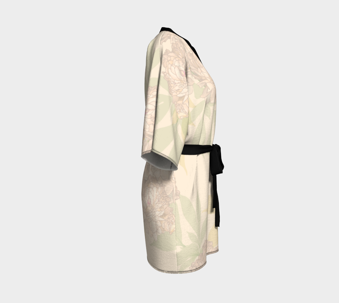 Silk Kimono Featuring Rachel's Peonies© Soft Blush