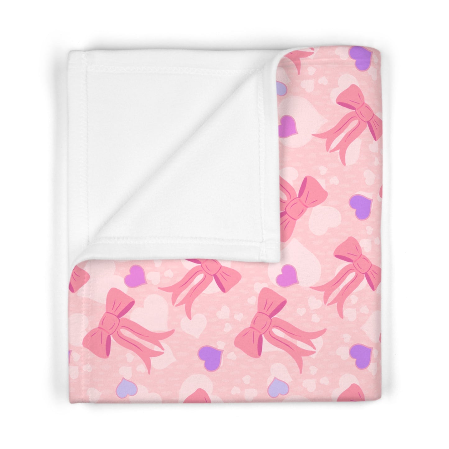 Sweethearts and Bows — Soft Fleece Heart & Bow Nursery Blanket