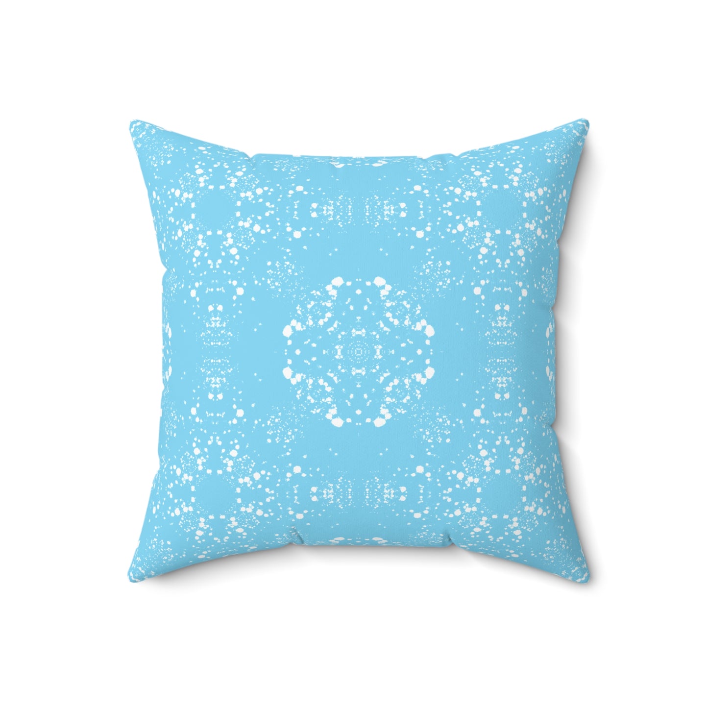 Spun Polyester Square Pillow - Batik Scatter, Light Blue