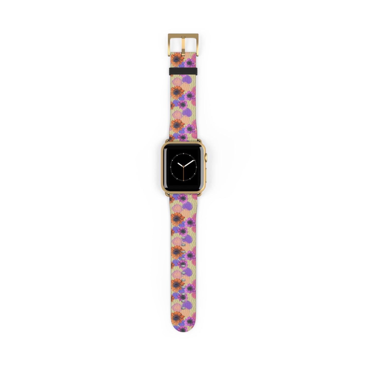 Floral Watercolor Apple Watch Band — Purple & Orange Zinnia Print