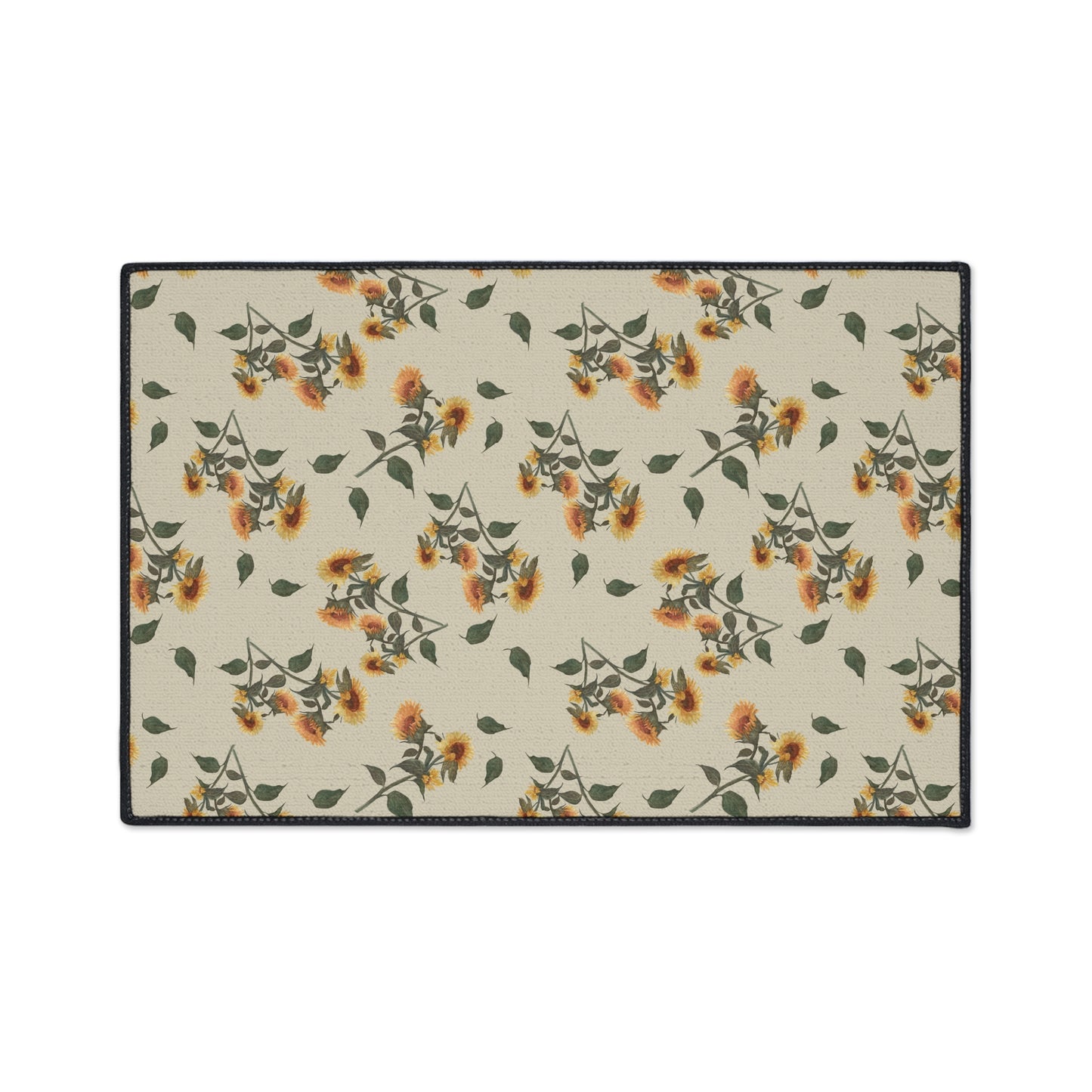 Floral Heavy Duty Floor Mat | Sunflower Debut© Manchest Tan, Durable Home Decor, Entryway Rug, Kitchen Mat, Non-Slip Area Rug