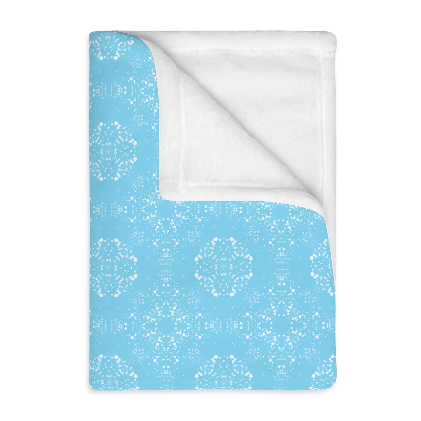 Velveteen Microfiber Blanket (Two-sided print) - Batik Scatter, Light Blue