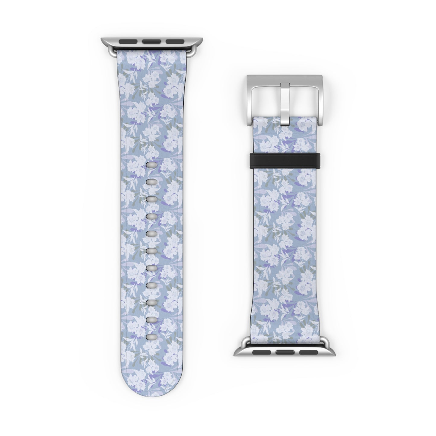 Pastel Periwinkle Floral Watch Band — Lightweight Garden Pattern Strap for Apple Watch