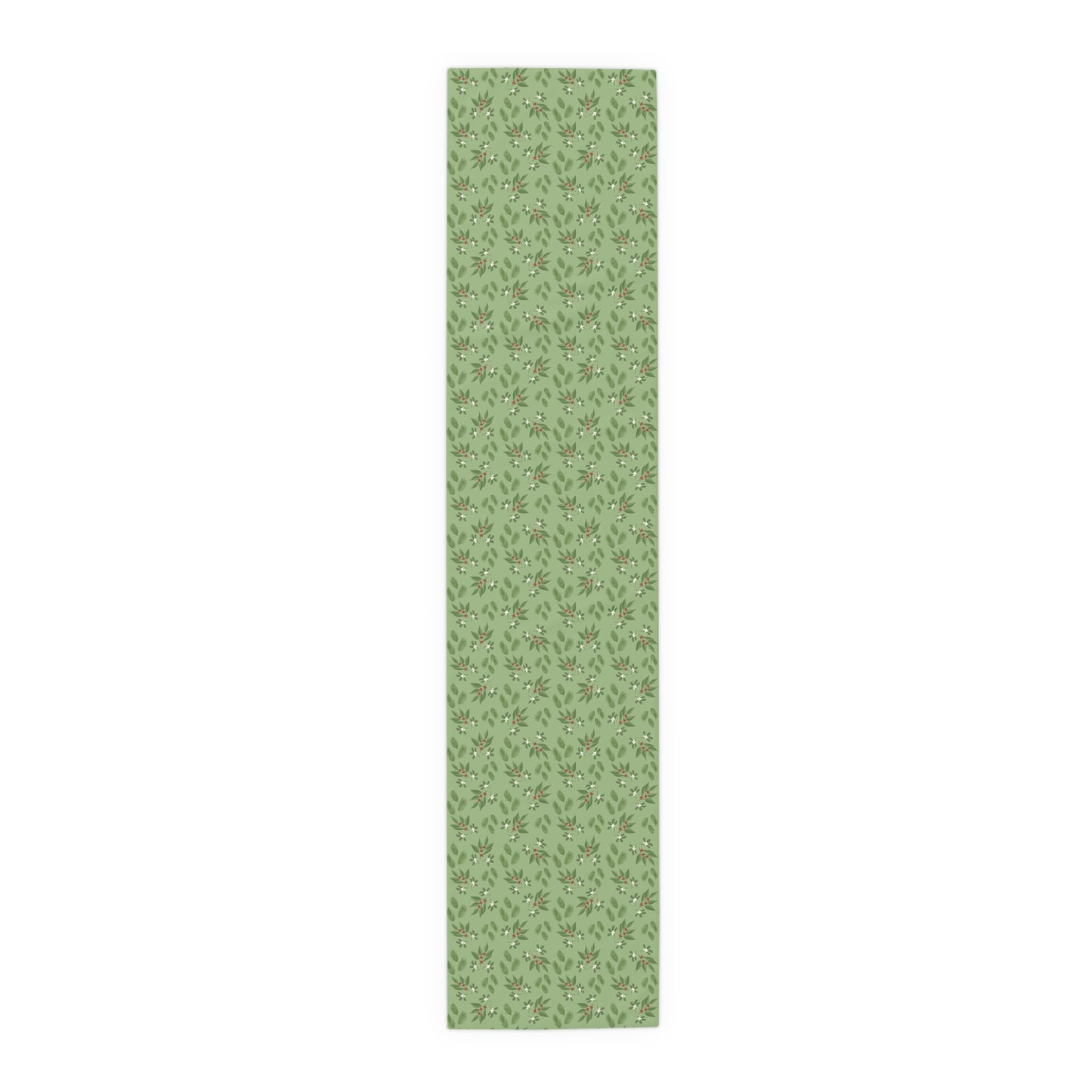 Table Runner - Mistletoe, Berries and Sprigs, Sage (Cotton, Poly)