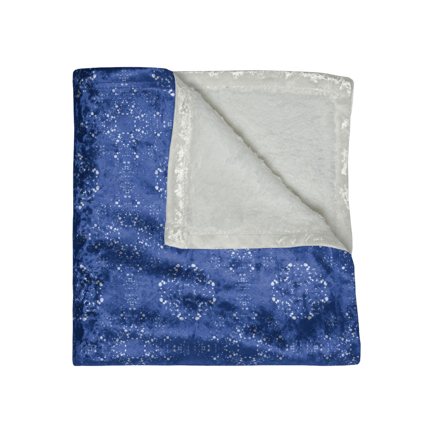 Crushed Velvet Blanket - Batik Scatter, Dark Blue