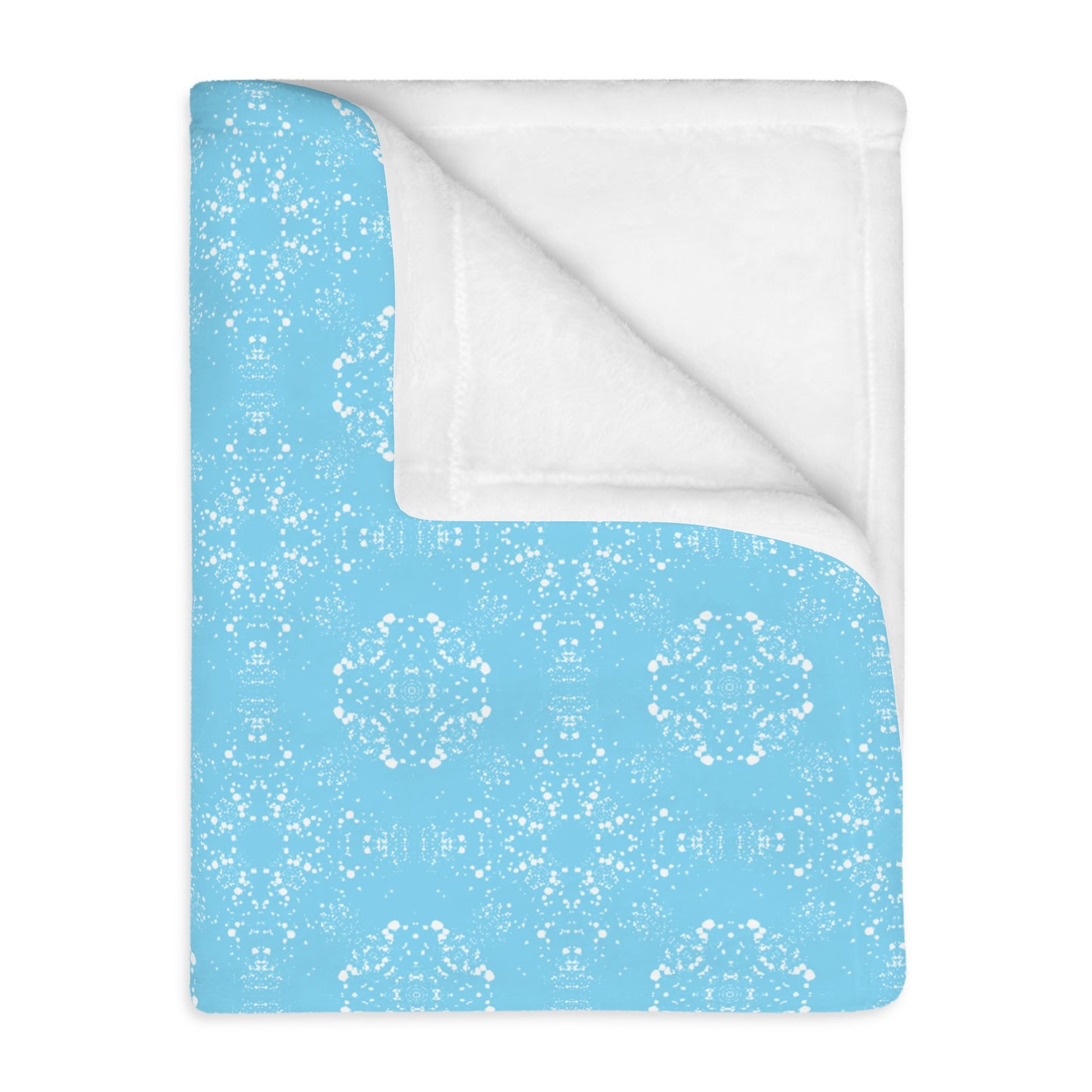 Velveteen Microfiber Blanket (Two-sided print) - Batik Scatter, Light Blue