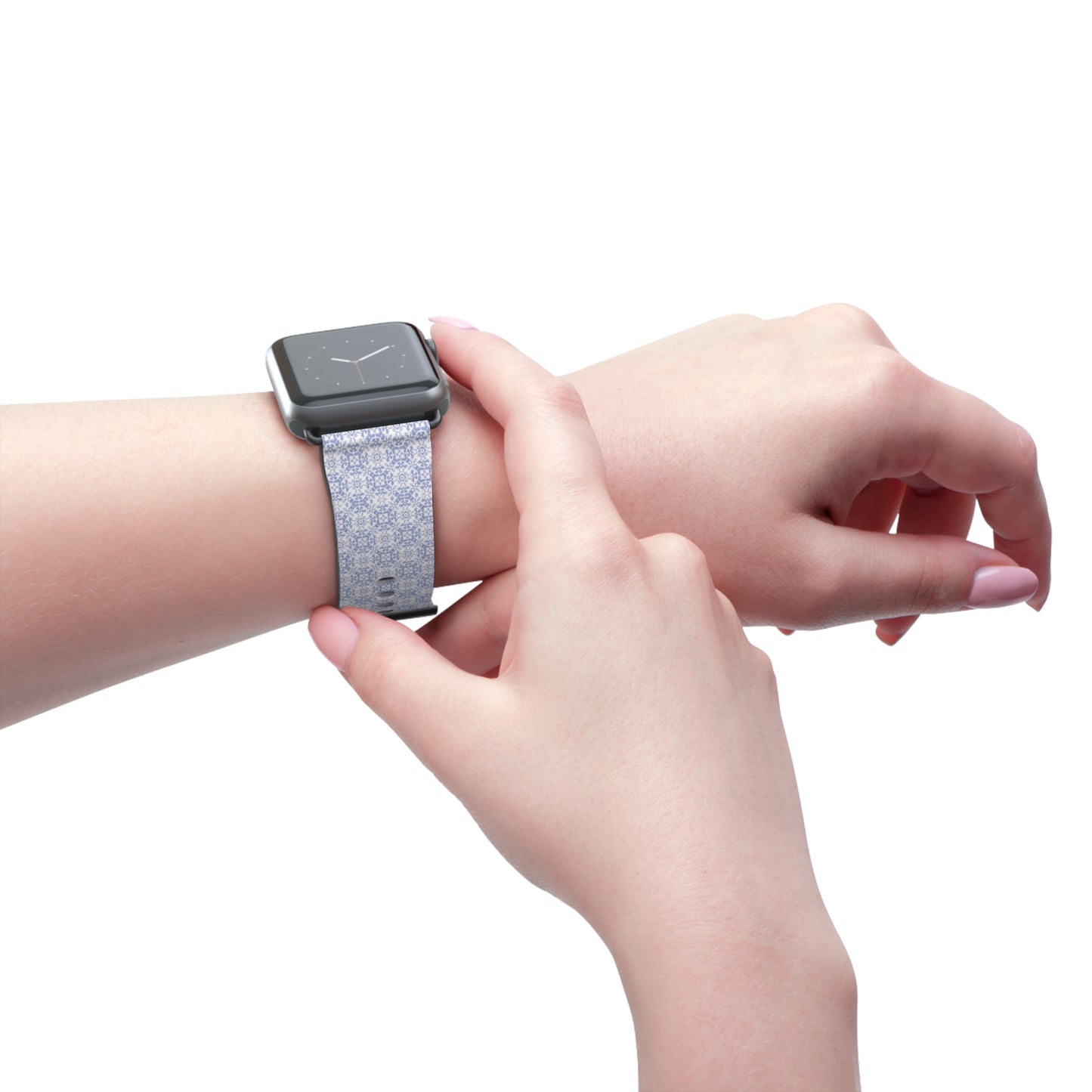 Lavender Tile Silicone Watch Band — Floral Geometric Apple Watch Strap