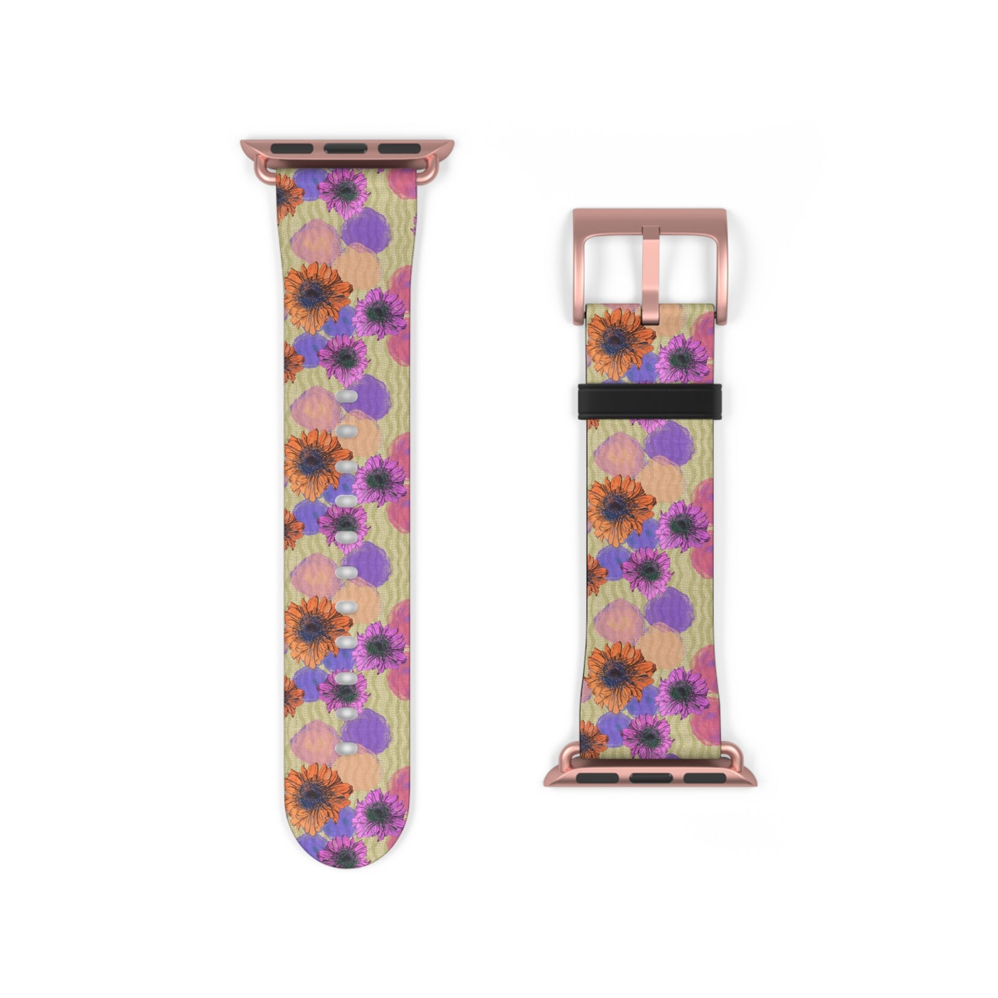 Floral Watercolor Apple Watch Band — Purple & Orange Zinnia Print