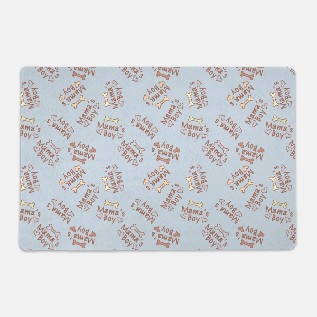 Mama's Boy Bones and Hearts© Dusty Blue Pet Mat - Rectangle