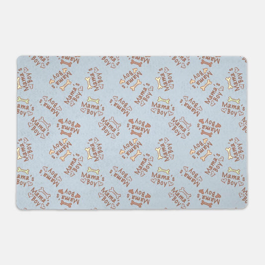 Mama's Boy Bones and Hearts© Dusty Blue Pet Mat - Rectangle