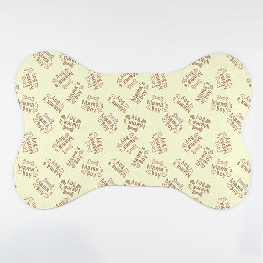 Mama's Boy Bones and Hearts© Soft Yellow Pet Mat – Bone Shape